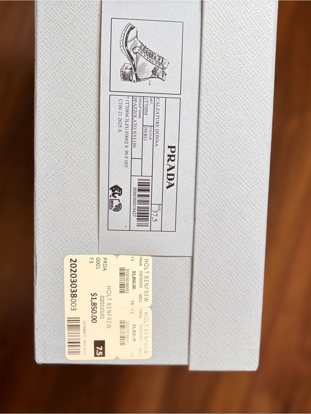 Prada Black Lace-Up Heel Boots with Logo Plaque - Picture 7 of 8